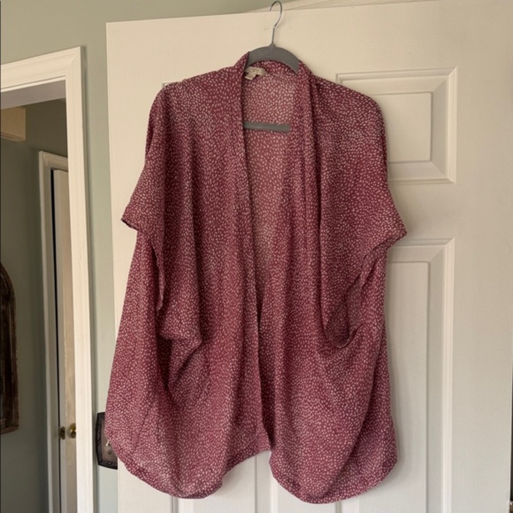 LOFT Maroon Patterned Poncho